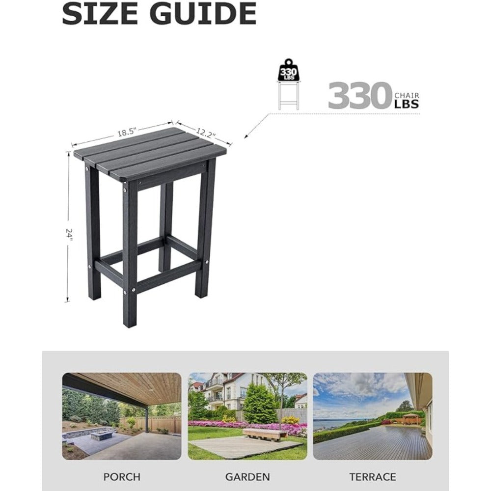 HDPE 2 Piece Outdoor Bar Height Stools, All-Weather Patio High Top Bar Stools, Outdoor Bar Chairs with Cushions for Balcony, Backyard, Garden, Deck (Dark Grey, Bar Stools)