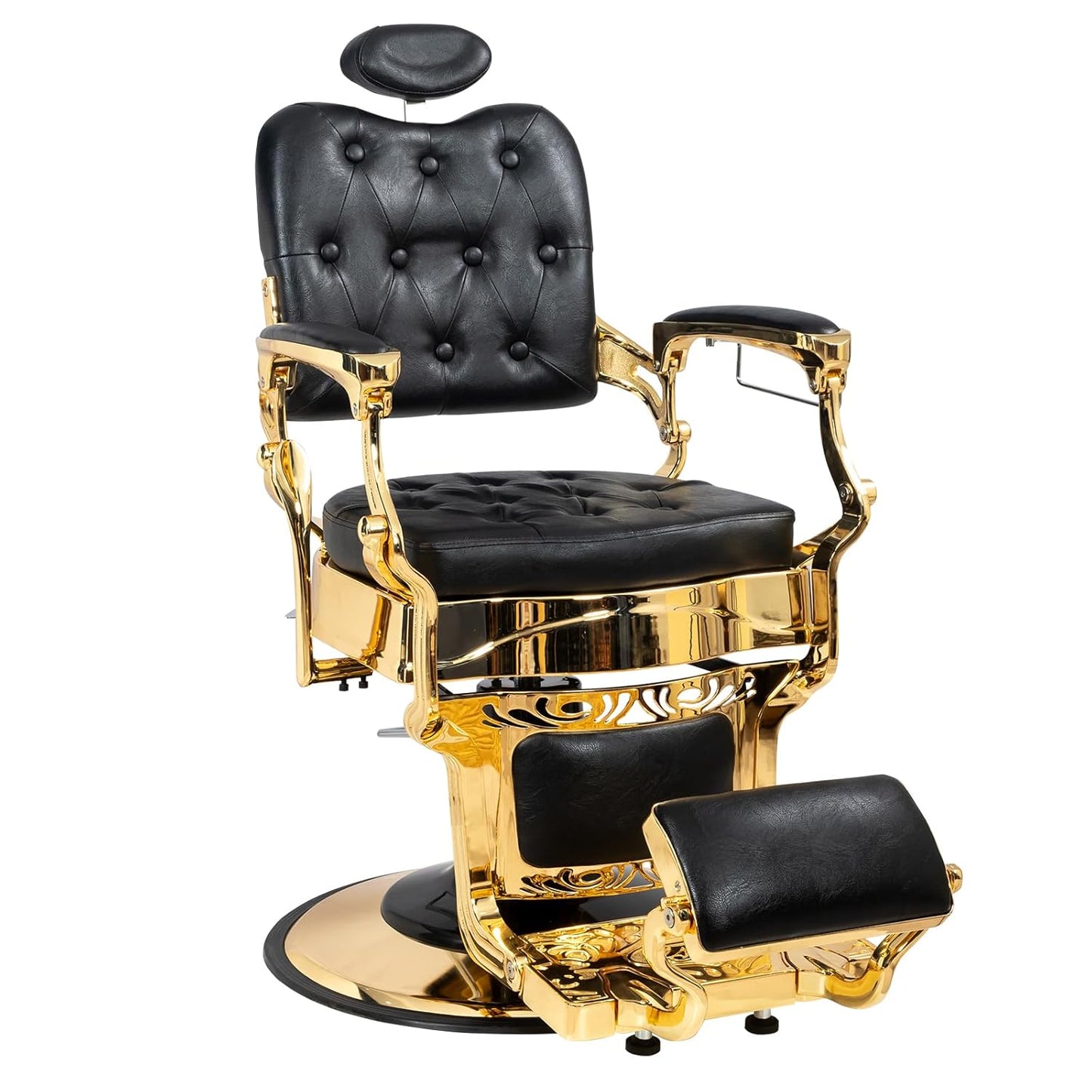 Winado Heavy Duty Vintage Recline Barber Chair Hydraulic with Headrest, Supports up to 700lbs & 360°Rotatable, Professional Salon Beauty Spa Shampoo Equipment (Buttonless Style)