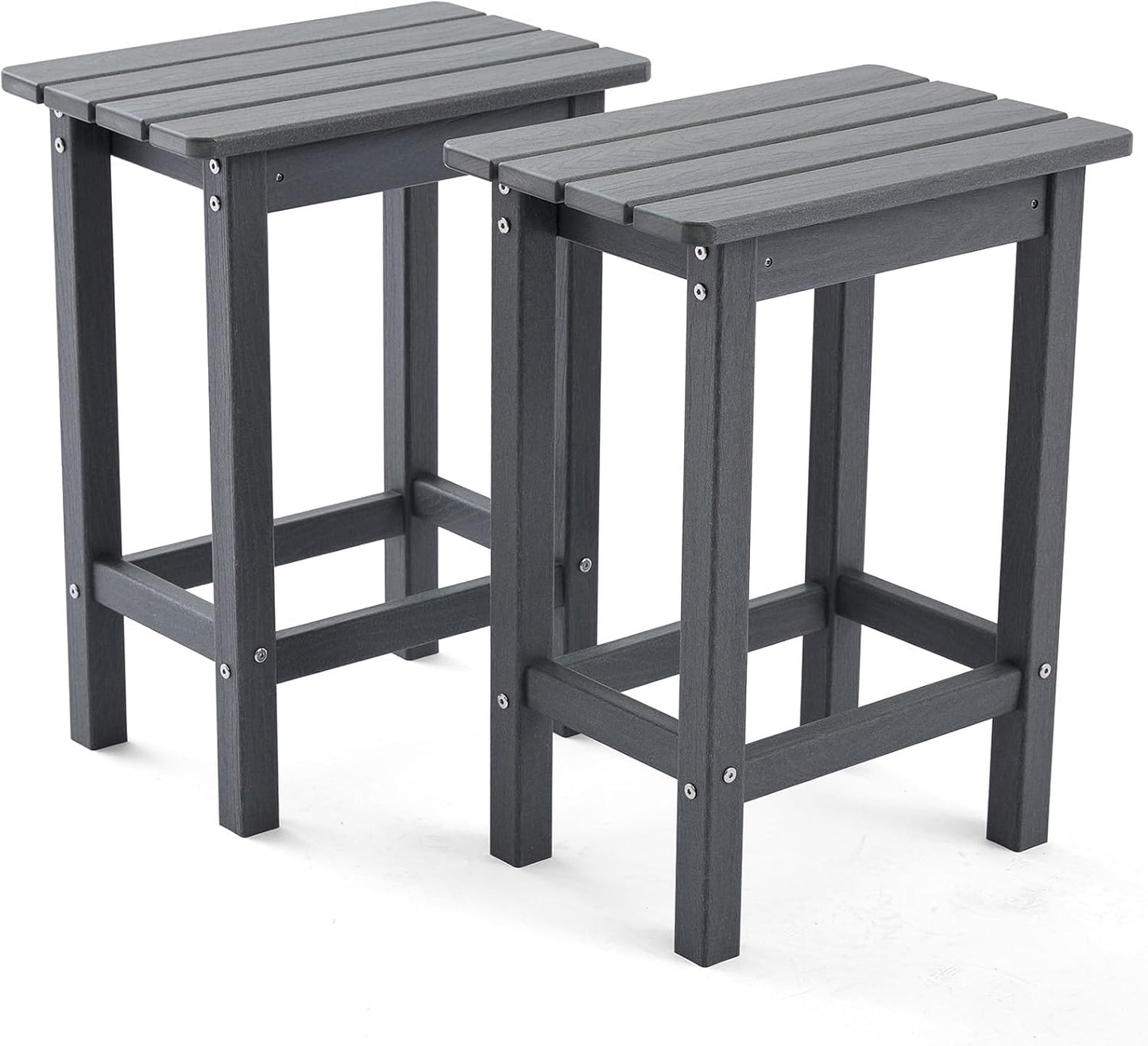 HDPE 2 Piece Outdoor Bar Height Stools, All-Weather Patio High Top Bar Stools, Outdoor Bar Chairs with Cushions for Balcony, Backyard, Garden, Deck (Dark Grey, Bar Stools)