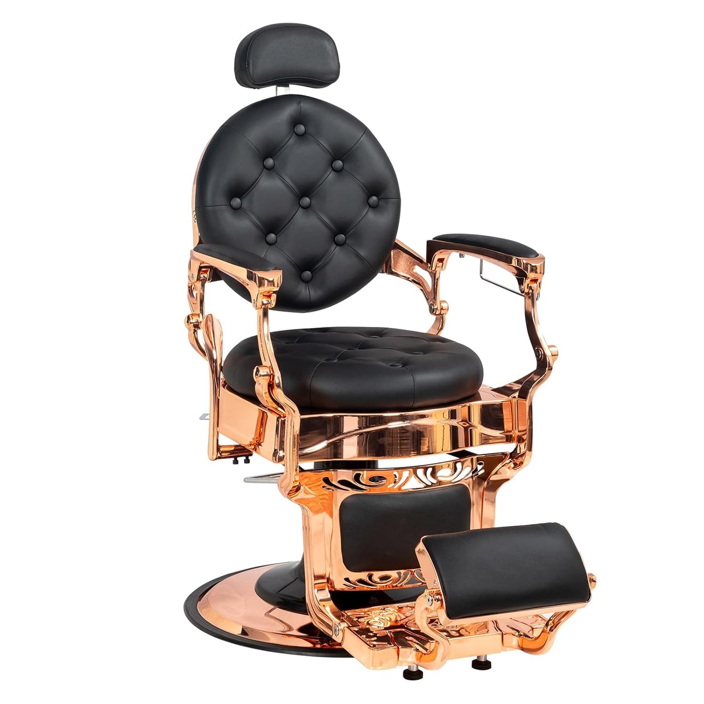 Winado Heavy Duty Vintage Recline Barber Chair Hydraulic with Headrest, Supports up to 700lbs & 360°Rotatable, Professional Salon Beauty Spa Shampoo Equipment (Buttonless Style)