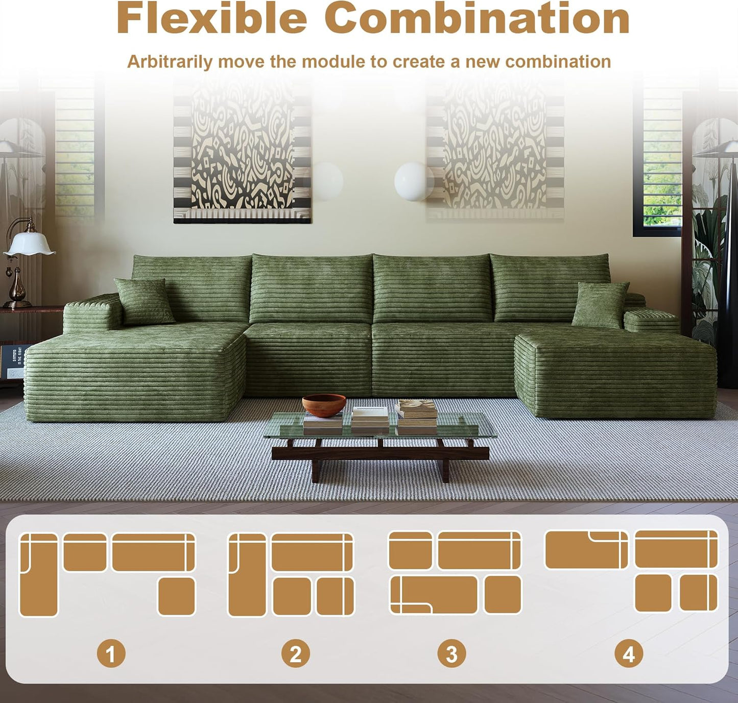 108" Sectional Couches for Living Room Modern Modular Sofa with L-Shape Couchs Upholstered Boneless Couch Deep Seat Sectional Couch with Chaise (Camel, Right Facing Chaise+2Seaters)