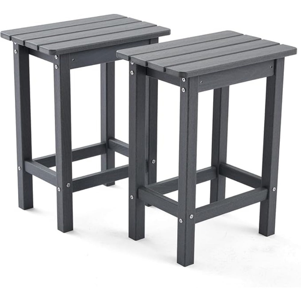 HDPE 2 Piece Outdoor Bar Height Stools, All-Weather Patio High Top Bar Stools, Outdoor Bar Chairs with Cushions for Balcony, Backyard, Garden, Deck (Dark Grey, Bar Stools)