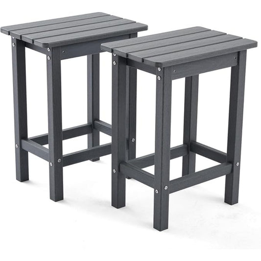 HDPE 2 Piece Outdoor Bar Height Stools, All-Weather Patio High Top Bar Stools, Outdoor Bar Chairs with Cushions for Balcony, Backyard, Garden, Deck (Dark Grey, Bar Stools)